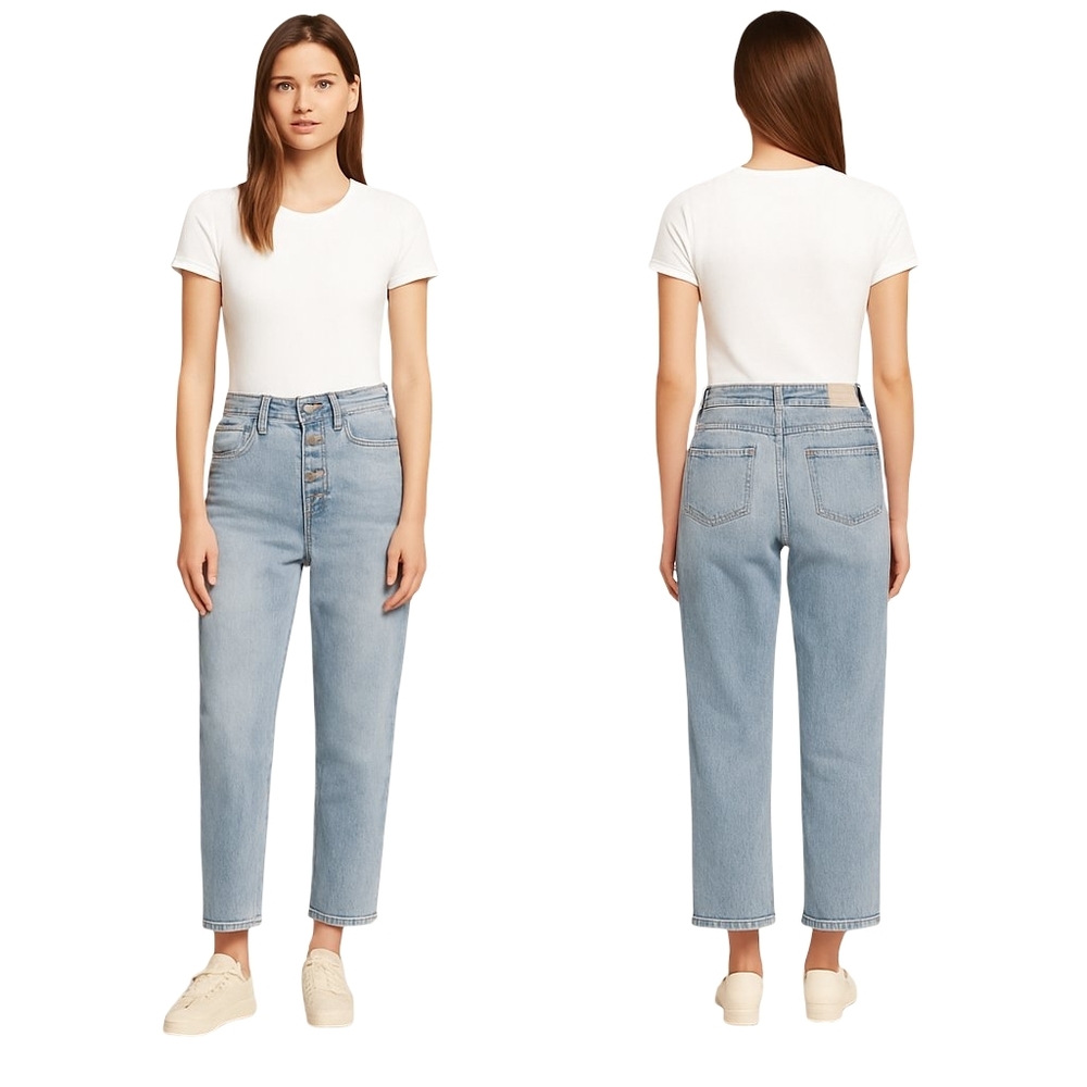 ROCK & ROLL DENIM Jeans Women 26 Light Wash High Rise Button Fly Y2K Straight